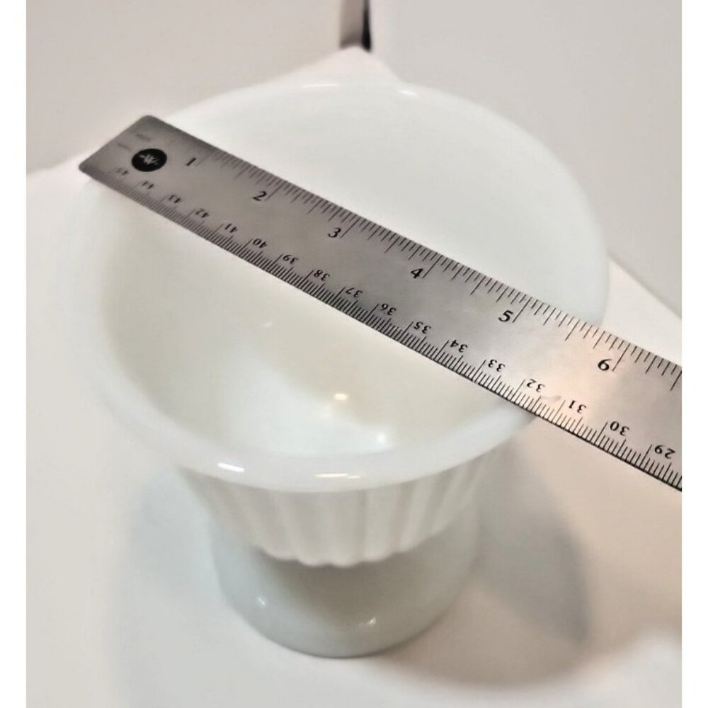 Vintage Inarco Milk Glass Ribbed Pedestal Compote Vase Planter 6" Tall - Picture 10 of 10